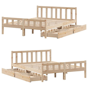 Sängram utan madrass 160x200 cm massiv furu