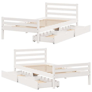 Sängram utan madrass vit 100x200 cm massiv furu