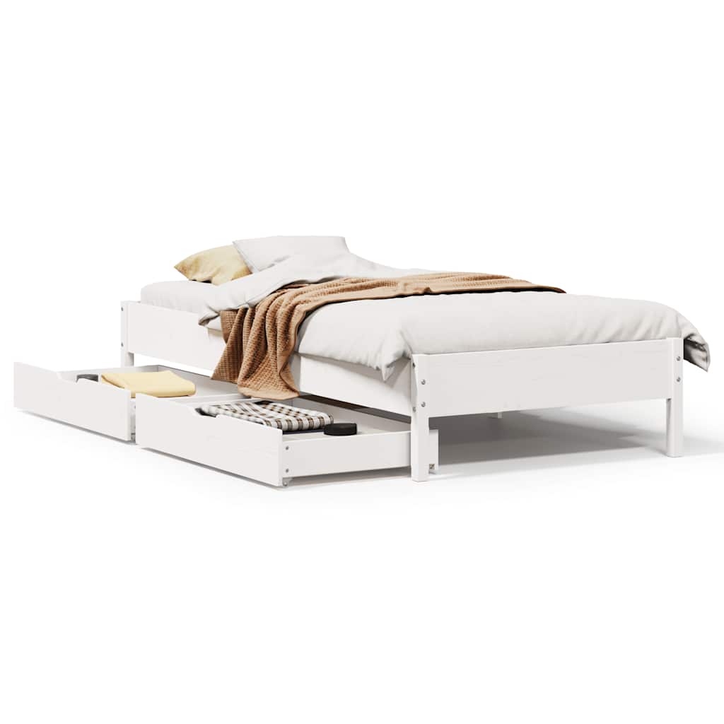 Sängram utan madrass vit 90x190 cm massiv furu