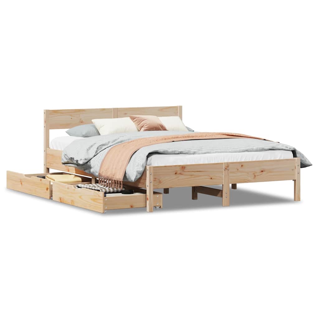 Sängram utan madrass 135x190 cm massiv furu