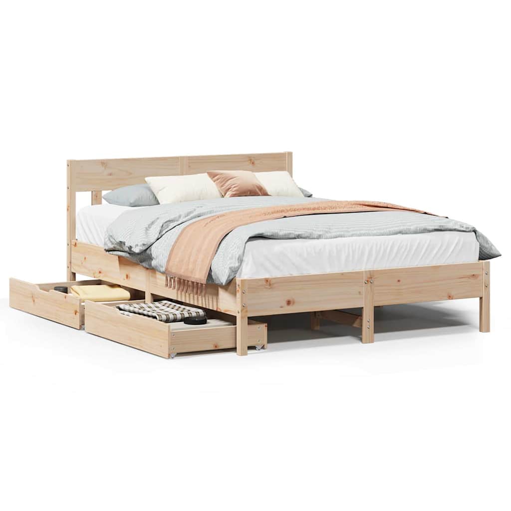 Sängram utan madrass 135x190 cm massiv furu