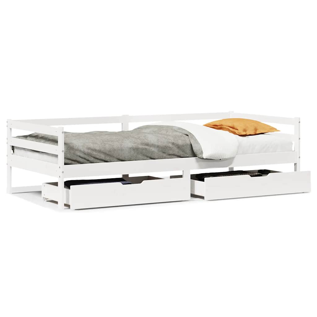 Dagbädd med lådor vit 90x200 cm massiv furu