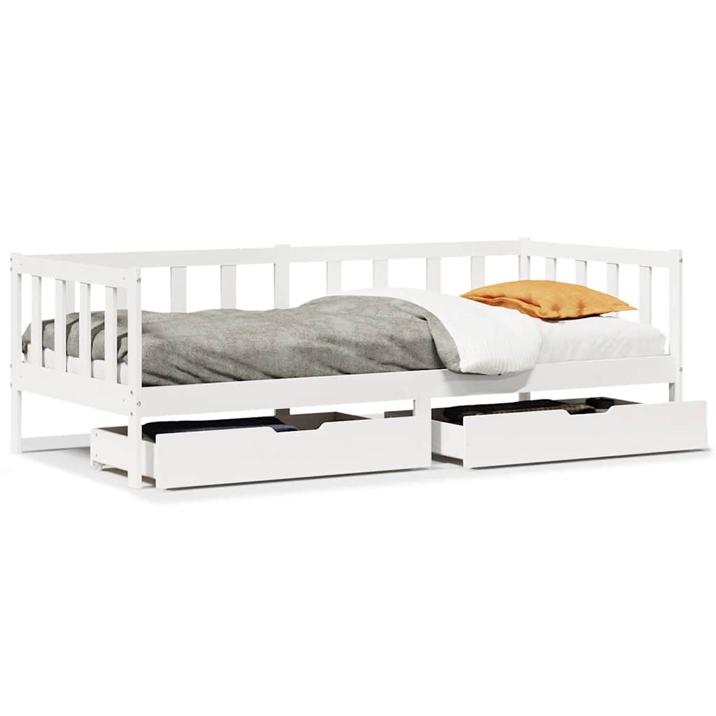 Dagbädd med lådor vit 90x190 cm massiv furu