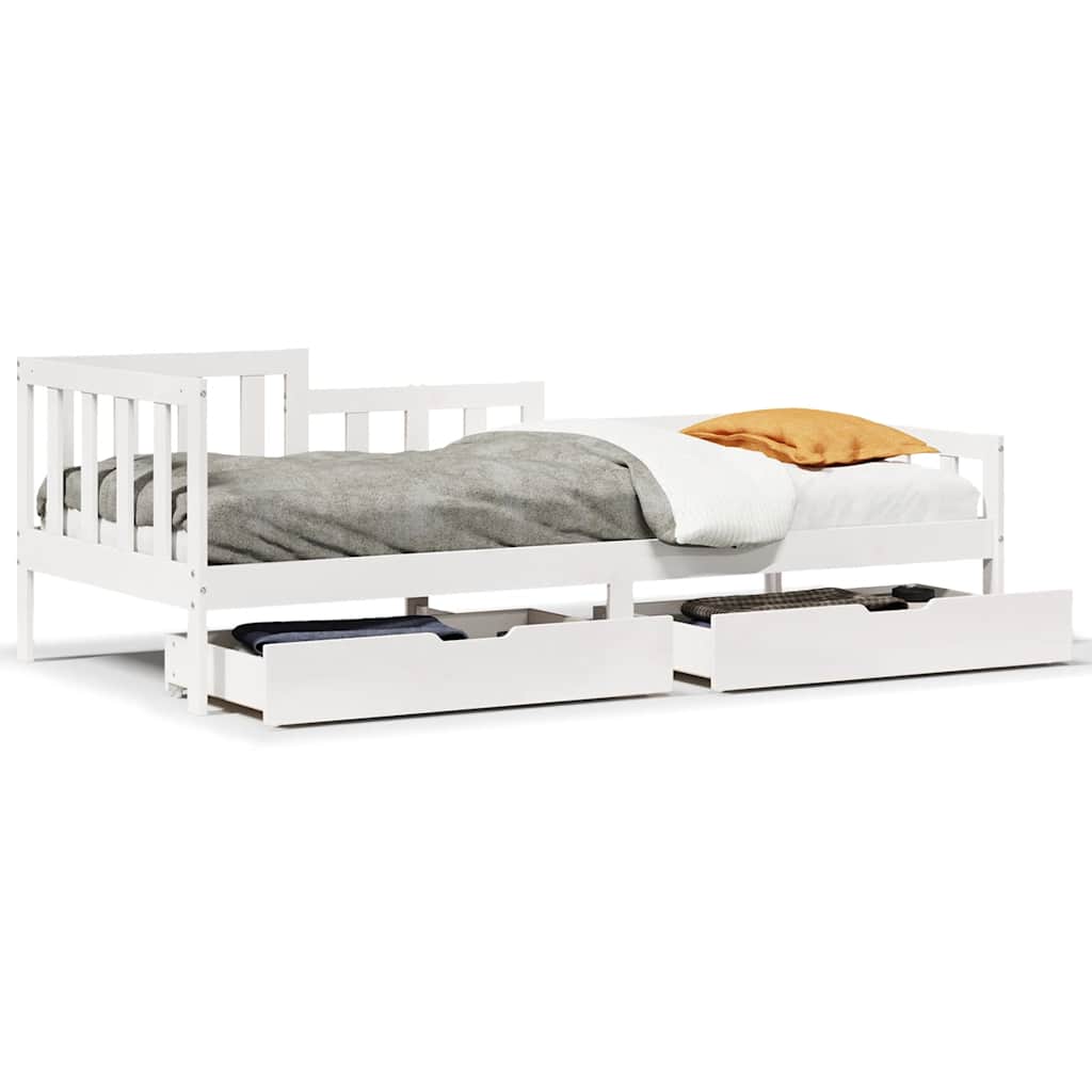 Dagbädd med lådor vit 80x200 cm massiv furu