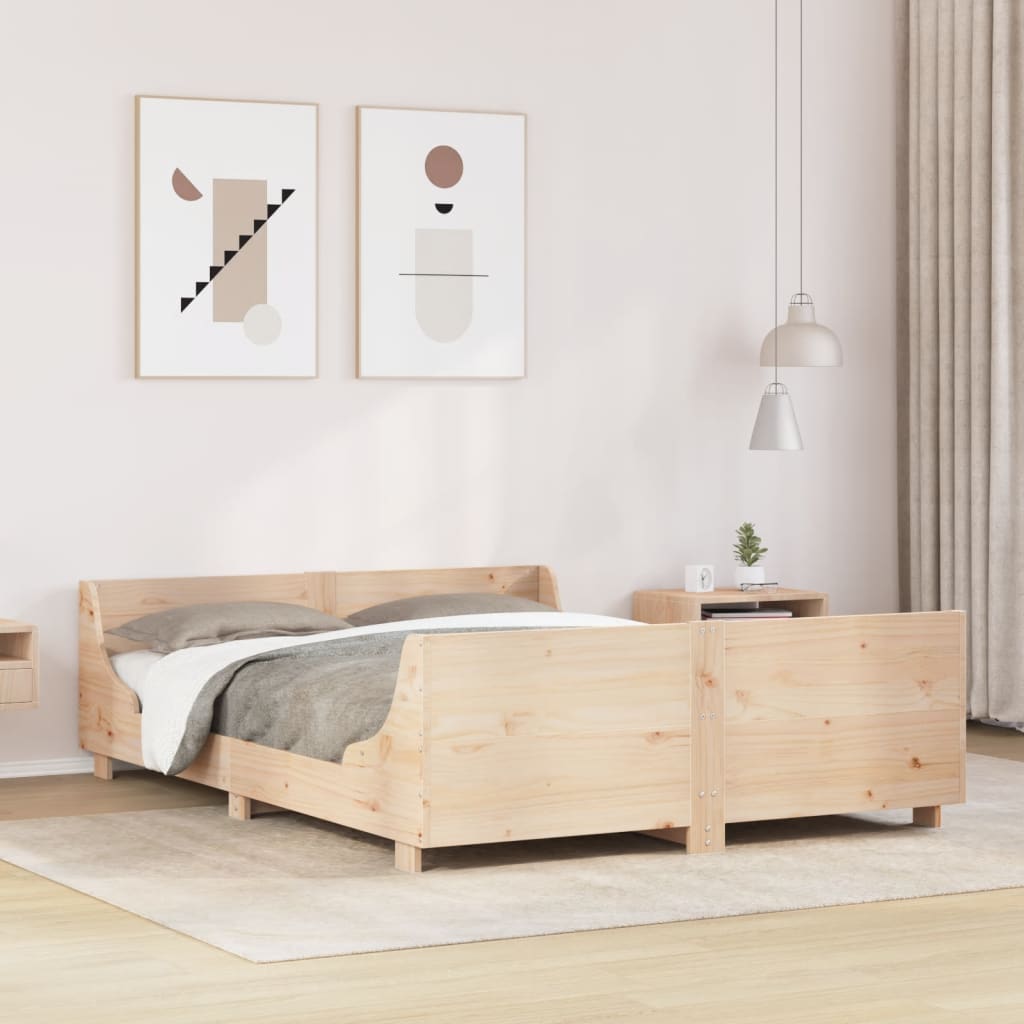 Sängram utan madrass 140x190 cm massiv furu