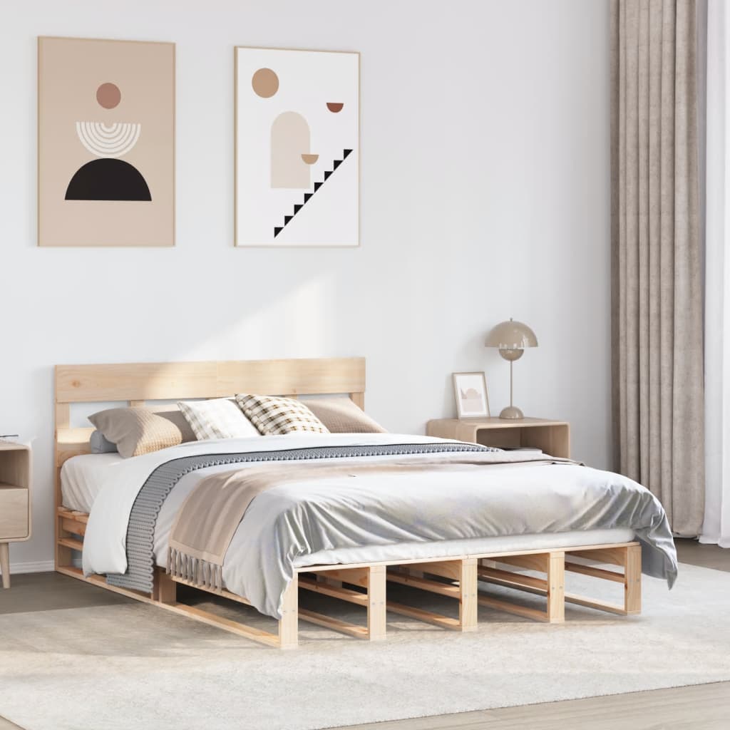 Sängram utan madrass 135x190 cm massiv furu