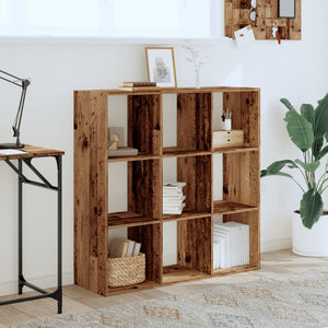 Bokhylla åldrat trä 102x32x102 cm konstruerat trä