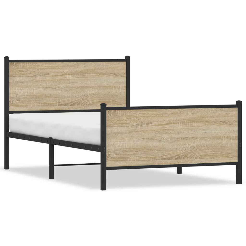 Sängram utan madrass metall sonoma-ek 100x200 cm