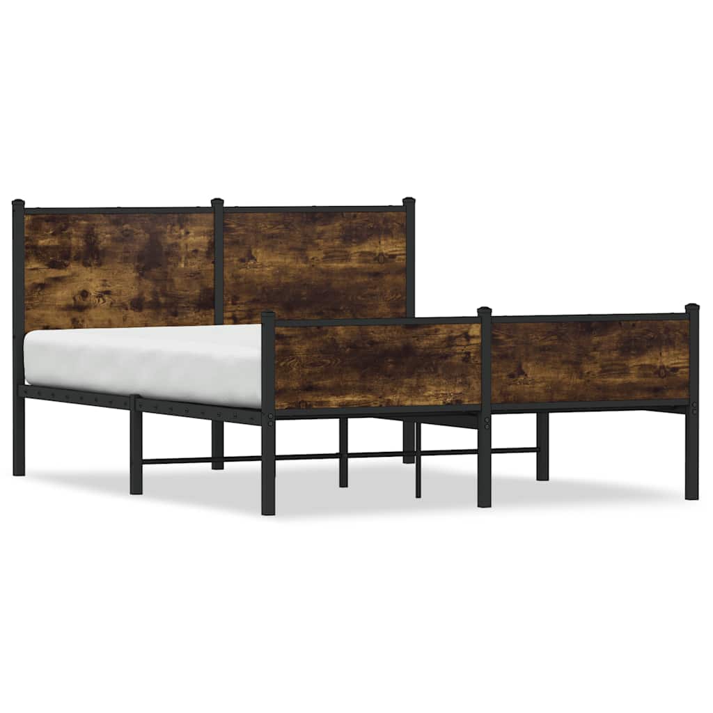 Sängram utan madrass metall rökfärgad ek 140x190 cm
