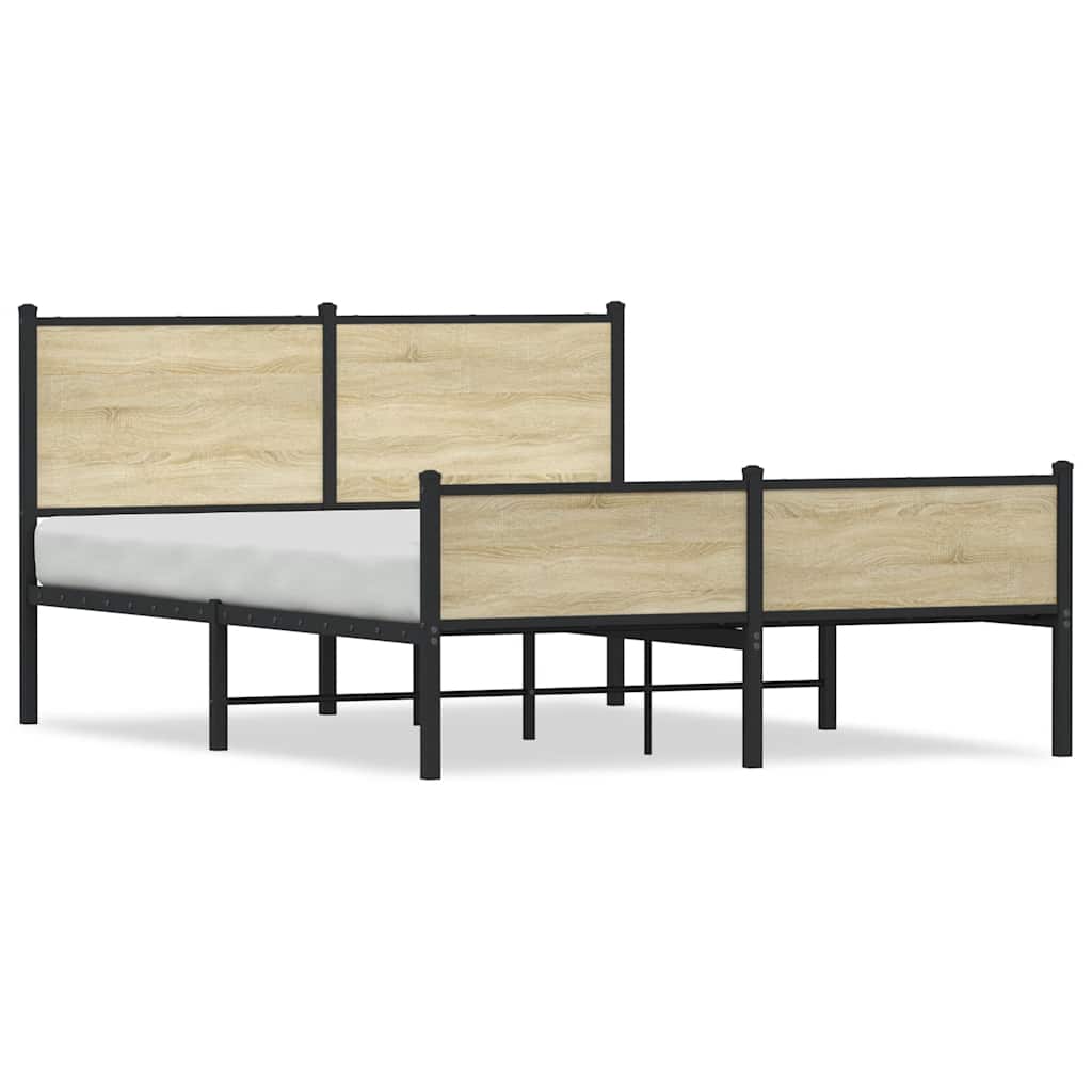 Sängram utan madrass metall sonoma-ek 137x190 cm