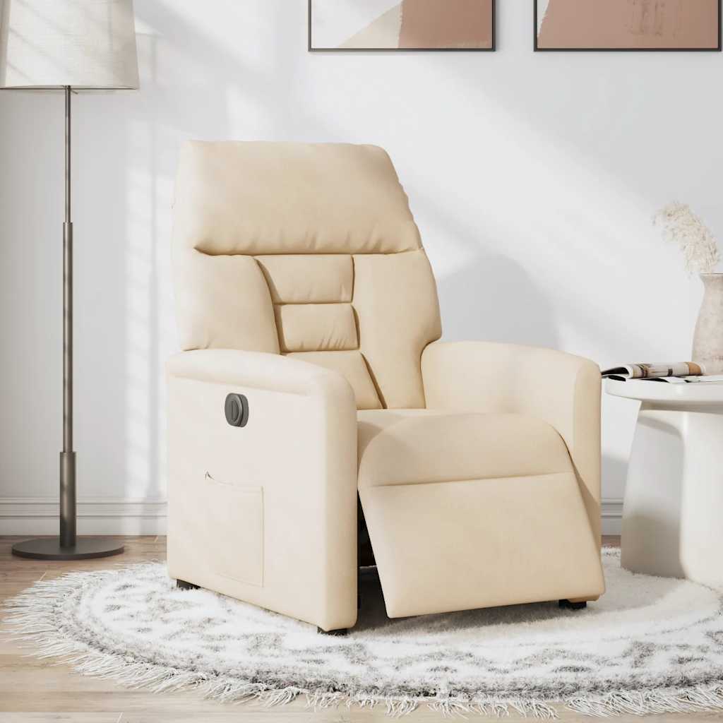Elektrisk reclinerfåtölj beige mikrofibertyg