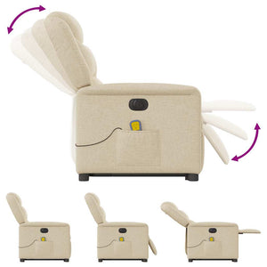 Elektrisk massagefåtölj med uppresningshjälp gräddvit tyg