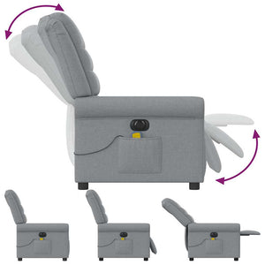 Elektrisk massagefåtölj ljusgrå tyg