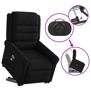 Massagefåtölj med uppresningshjälp svart tyg