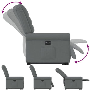 Elektrisk reclinerfåtölj med uppresningshjälp mörkgrå tyg