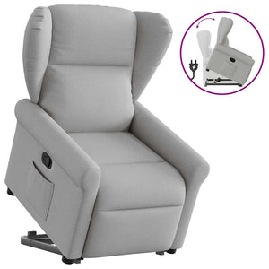 Reclinerfåtölj med uppresningshjälp molngrå tyg