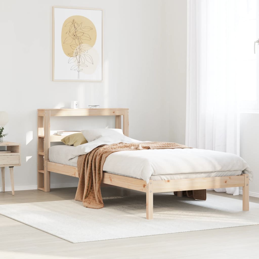 Sängram utan madrass 75x190 cm massiv furu