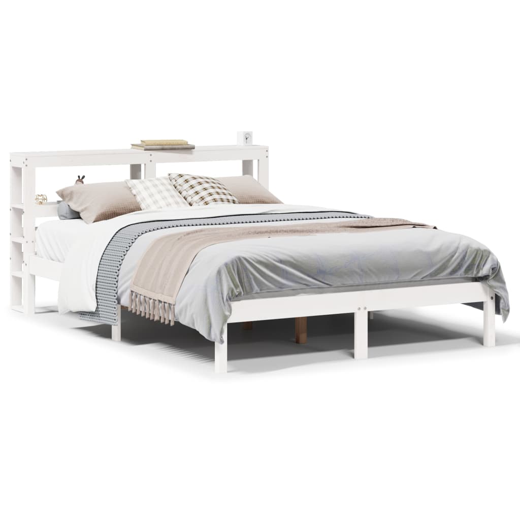 Sängram utan madrass vit 140x200 cm massiv furu
