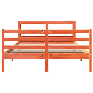 Sängram utan madrass vaxbrun 140x190 cm massiv furu