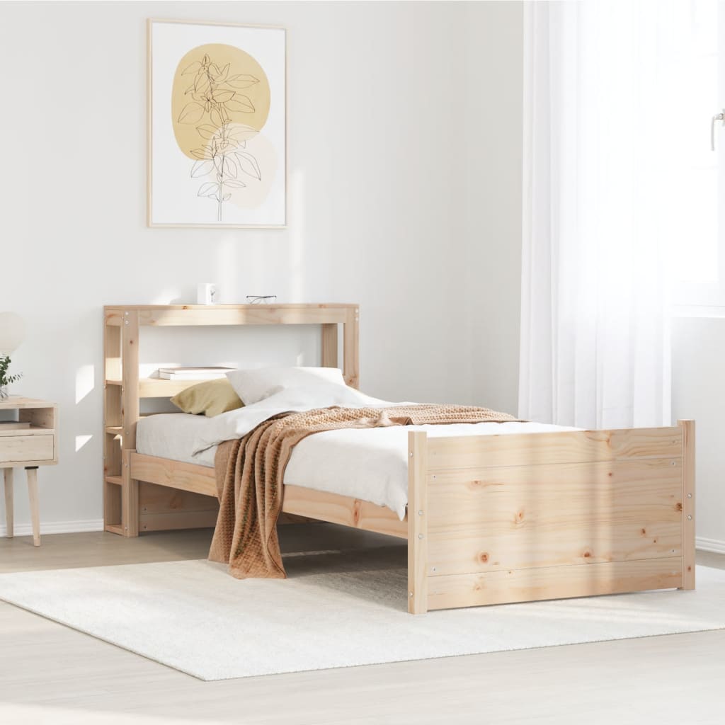 Sängram med huvudgavel 90x200 cm massiv furu