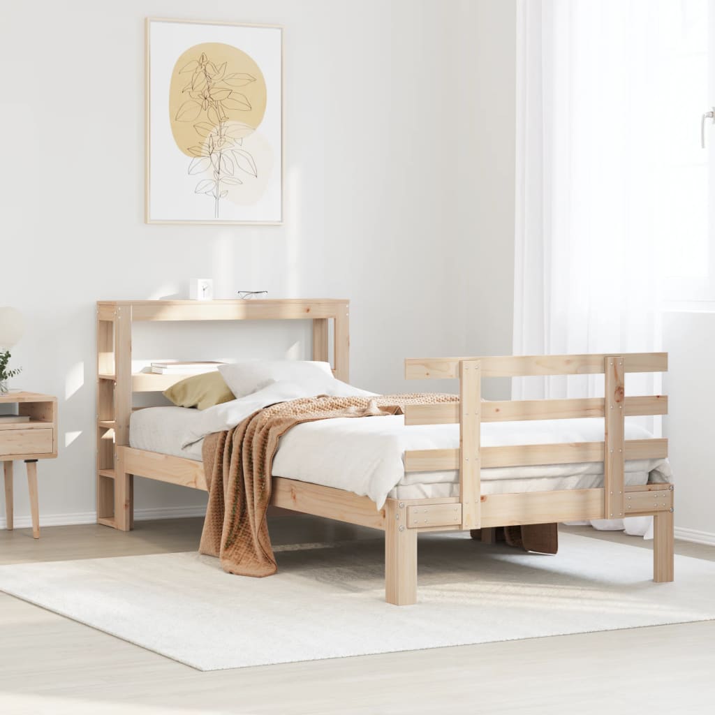 Sängram med huvudgavel 90x200 cm massiv furu