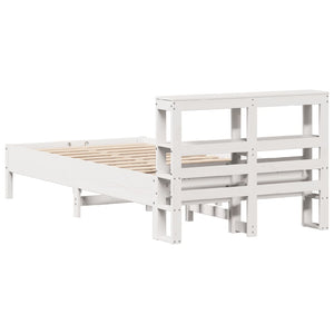 Sängram utan madrass vit 75x190 cm massiv furu