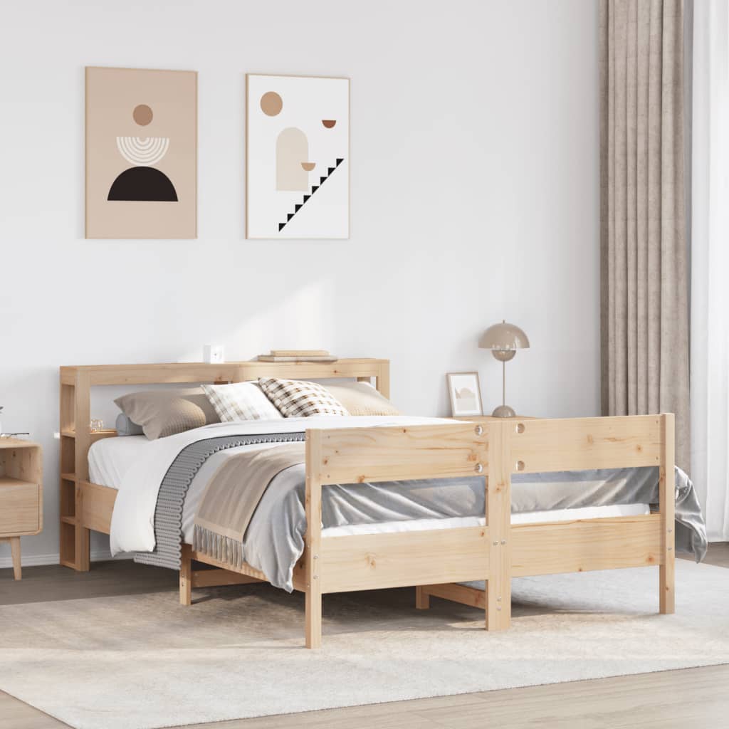 Sängram utan madrass 120x190 cm massiv furu
