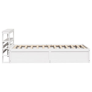 Sängram med huvudgavel vit 75x190 cm massivt furu