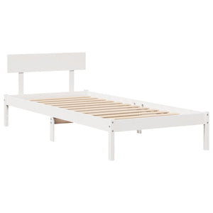 Sängram utan madrass vit 90x190 cm massiv furu