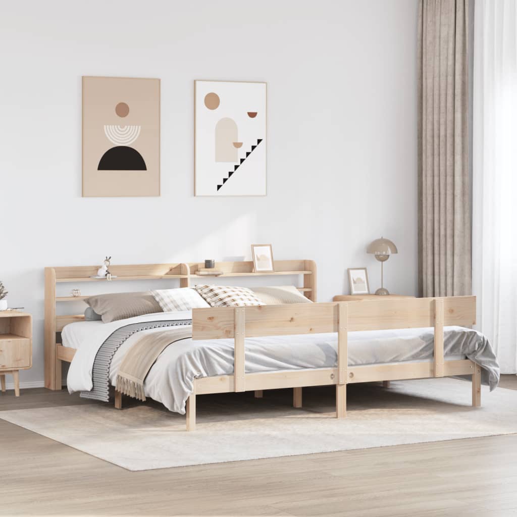 Sängram utan madrass 200x200 cm massiv furu