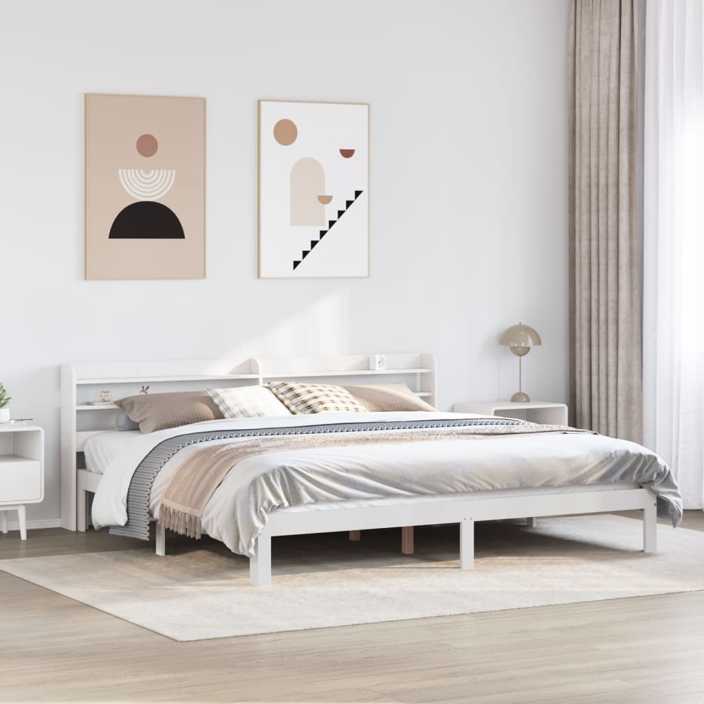 Sängram med huvudgavel utan madrass vit 180x200 cm
