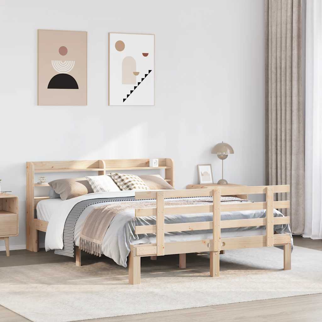 Sängram med huvudgavel 135x190 cm massiv furu
