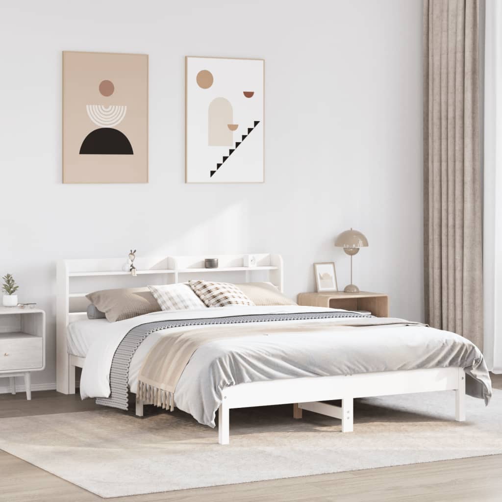 Sängram utan madrass vit 160x200 cm massiv furu