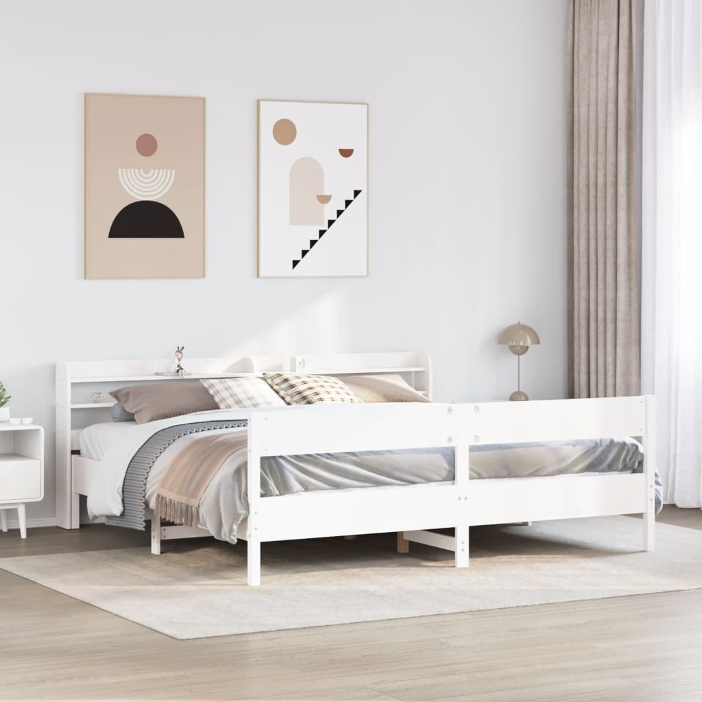 Sängram utan madrass vit 180x200 cm massiv furu