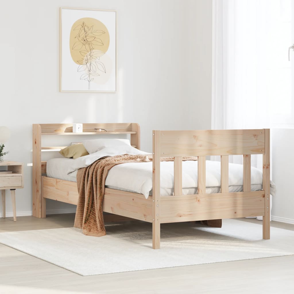 Sängram utan madrass 90x190 cm massiv furu