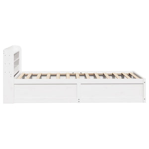 Sängram med huvudgavel vit 100x200 cm massiv furu