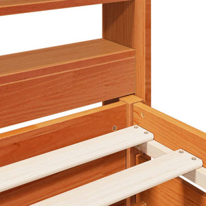 Sängram utan madrass vaxbrun 100x200 cm massiv furu