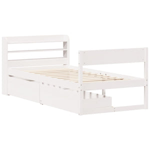 Sängram utan madrass vit 90x200 cm massiv furu