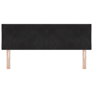 LED Sänggavel med LED -remsljus Geometriskt Svart 144 cm Sammet