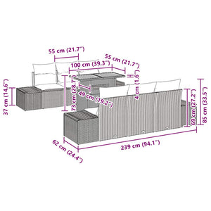 Trädgårdsmöbelset med kudde med kudde 7 pcs Beige och Grå