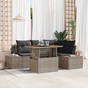 Trädgårdsoffset med kudde med kudde 5 pcs Grå och Brun