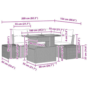Trädgårdsoffset med kudde med kudde 5 pcs Beige och Grå