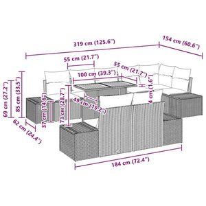 Trädgårdsmöbelset med kudde med kudde 9 pcs Svart och Brunt