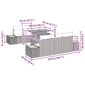 Trädgårdsmöbelset med kudde med kudde 7 pcs Grå och Brun