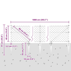 Stängselstolpe Silver 10 x 0,4 m (60 x 60 mm nät) Stål