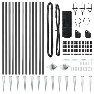 Stängsel med stolpe Grå 1 x 25 m Stål och PVC