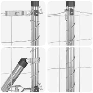 Stängsel med stolpe Silver 0,8 x 10 m Stål