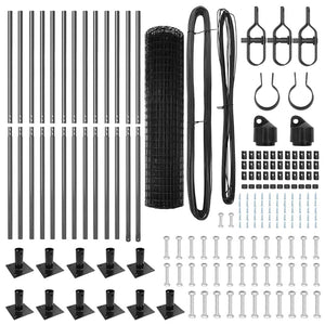 Stängsel med stolpe Grå 1 x 25 m Stål och PVC