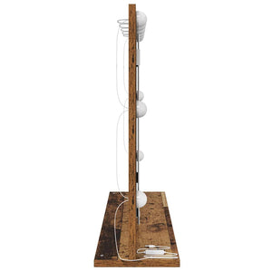 Smink Spegel med LED -remsljus Gammalt trä 80 x 55 x 18 cm