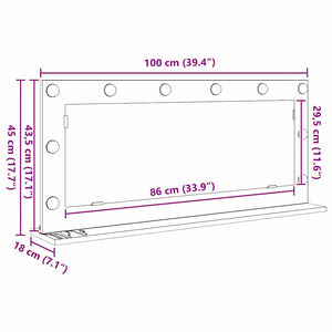 Smink Spegel Svart Ek 100 x 45 x 18 cm Glas och konstruerat trä